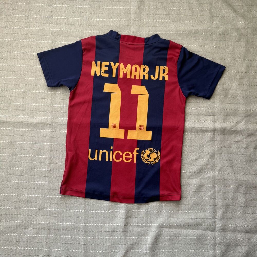 FC Barcelona Boys Neymar Jr Soccer Jersey Red Blue Size 12 Great Condition